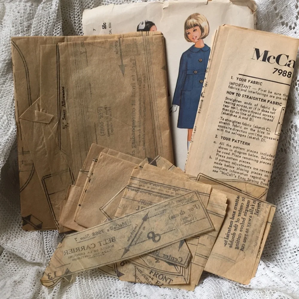 1960s sewing pattern McCall’s 7988 dress & coat, chest 25”